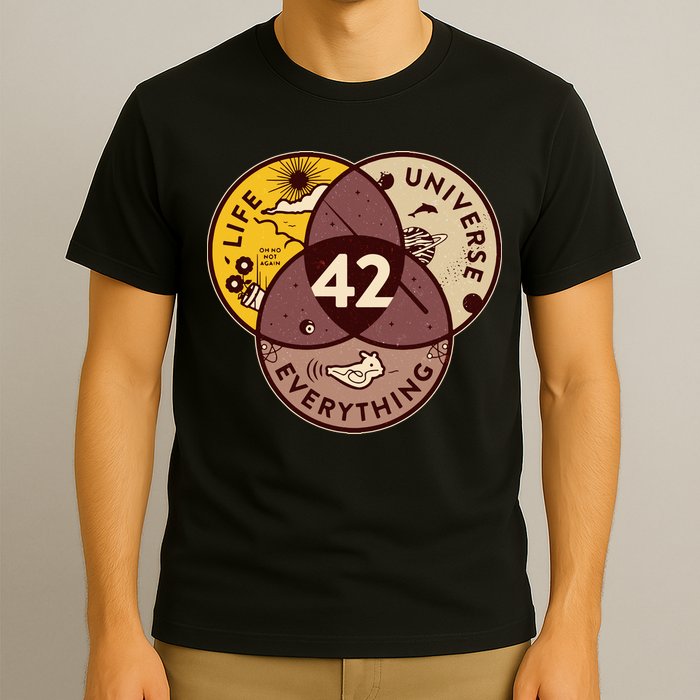 42 Answers To Life Universe Everything Hitchhikers Galaxy Guide T-Shirt