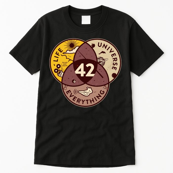 42 Answers To Life Universe Everything Hitchhikers Galaxy Guide Tall T-Shirt