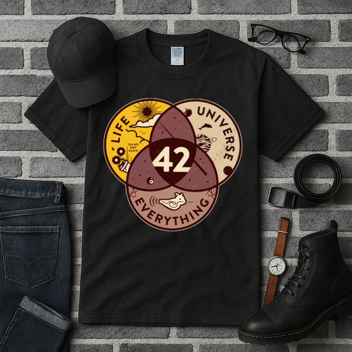 42 Answers To Life Universe Everything Hitchhikers Galaxy Guide Tall T-Shirt