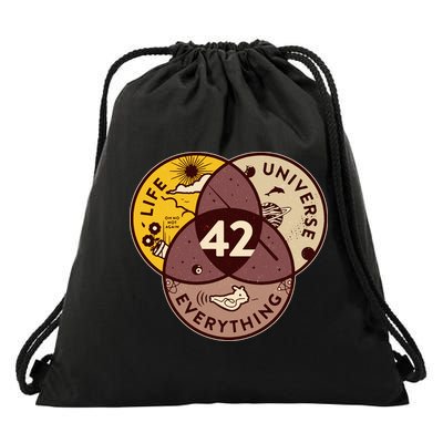 42 Answers To Life Universe Everything Hitchhikers Galaxy Guide Drawstring Bag