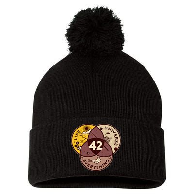 42 Answers To Life Universe Everything Hitchhikers Galaxy Guide Pom Pom 12in Knit Beanie