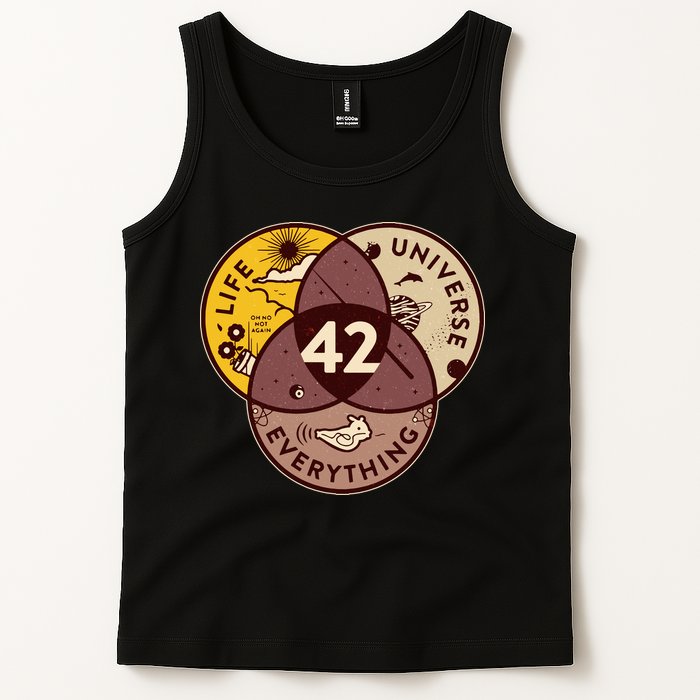 42 Answers To Life Universe Everything Hitchhikers Galaxy Guide Tank Top