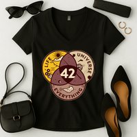42 Answers To Life Universe Everything Hitchhikers Galaxy Guide Women's V-Neck T-Shirt