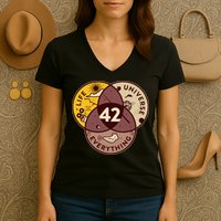 42 Answers To Life Universe Everything Hitchhikers Galaxy Guide Women's V-Neck T-Shirt