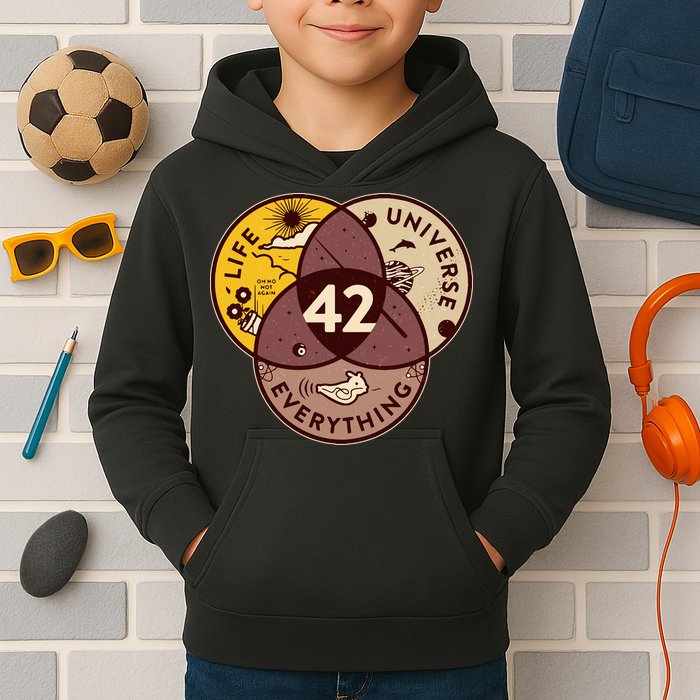 42 Answers To Life Universe Everything Hitchhikers Galaxy Guide Kids Hoodie