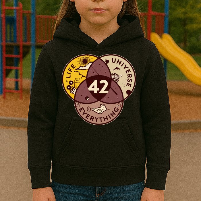 42 Answers To Life Universe Everything Hitchhikers Galaxy Guide Kids Hoodie