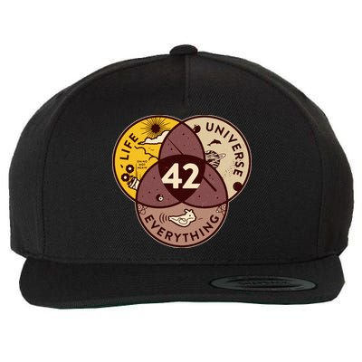 42 Answers To Life Universe Everything Hitchhikers Galaxy Guide Wool Snapback Cap