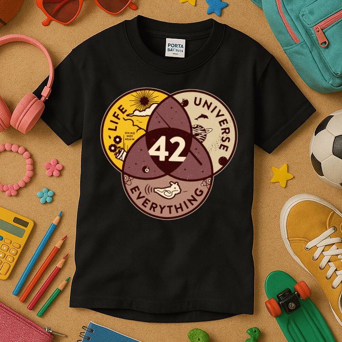 42 Answers To Life Universe Everything Hitchhikers Galaxy Guide Kids T-Shirt