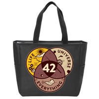 42 Answers To Life Universe Everything Hitchhikers Galaxy Guide Zip Tote Bag
