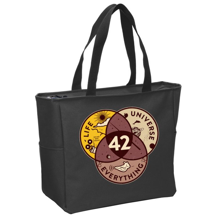 42 Answers To Life Universe Everything Hitchhikers Galaxy Guide Zip Tote Bag