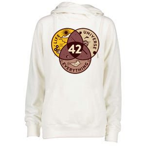 42 Answers To Life Universe Everything Hitchhikers Galaxy Guide Womens Funnel Neck Pullover Hood