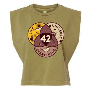 42 Answers To Life Universe Everything Hitchhikers Galaxy Guide Garment-Dyed Women's Muscle Tee