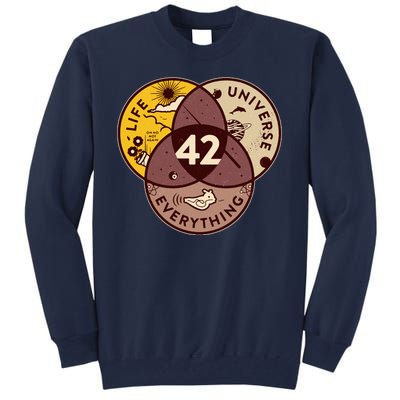 42 Answers To Life Universe Everything Hitchhikers Galaxy Guide Tall Sweatshirt