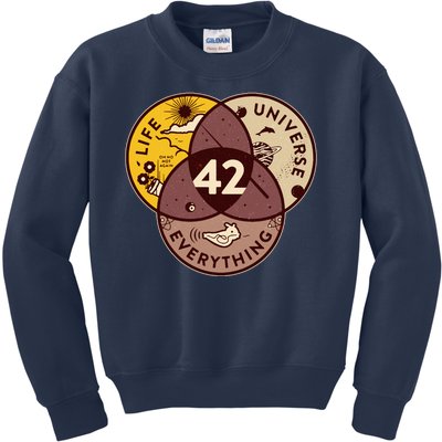 42 Answers To Life Universe Everything Hitchhikers Galaxy Guide Kids Sweatshirt