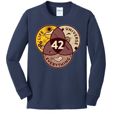 42 Answers To Life Universe Everything Hitchhikers Galaxy Guide Kids Long Sleeve Shirt