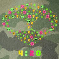 420 Alien Face Marijuana Weed With Pizza and Donuts Legacy Tie Dye Trucker Hat