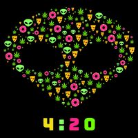 420 Alien Face Marijuana Weed With Pizza and Donuts Sustainable Bucket Hat