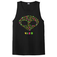 420 Alien Face Marijuana Weed With Pizza and Donuts PosiCharge Competitor Tank