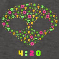 420 Alien Face Marijuana Weed With Pizza and Donuts Vector Backpack