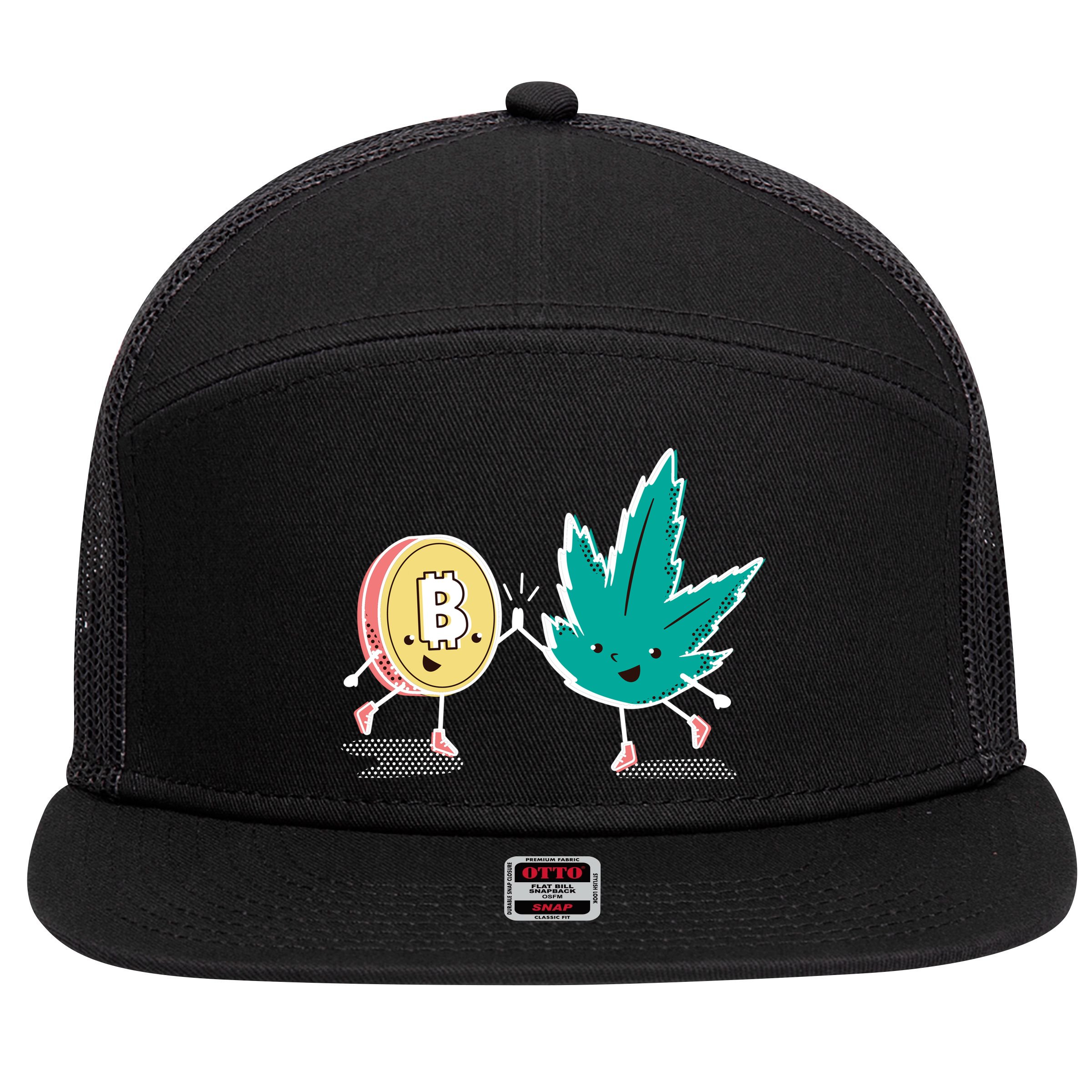420 Bitcoin 7 Panel Mesh Trucker Snapback Hat