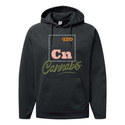 420 Cannabis Periodic Element Performance Fleece Hoodie