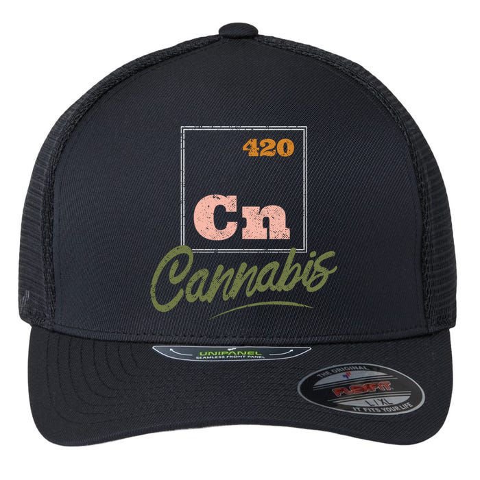 420 Cannabis Periodic Element Flexfit Unipanel Trucker Cap