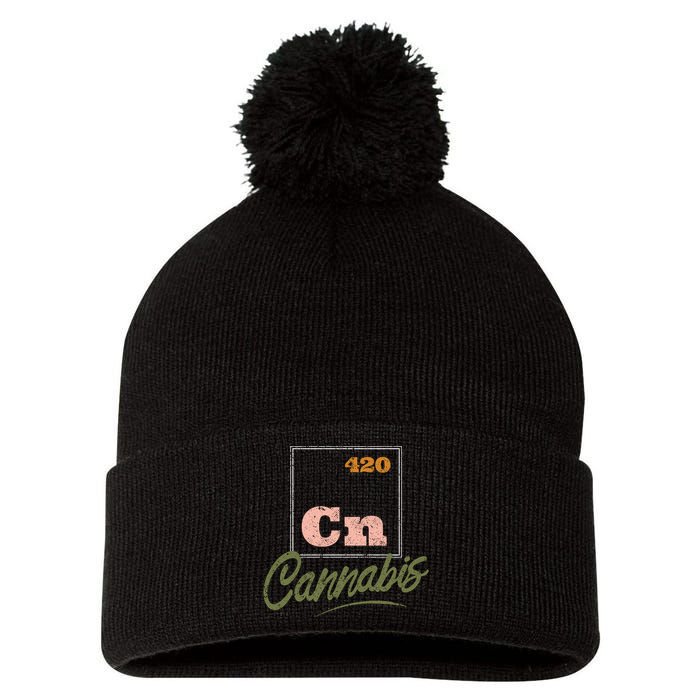 420 Cannabis Periodic Element Pom Pom 12in Knit Beanie