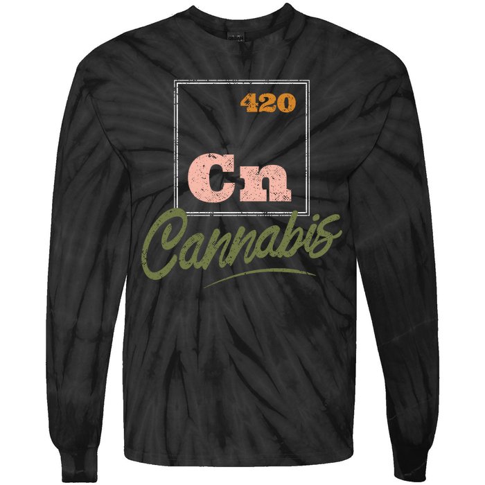 420 Cannabis Periodic Element Tie-Dye Long Sleeve Shirt