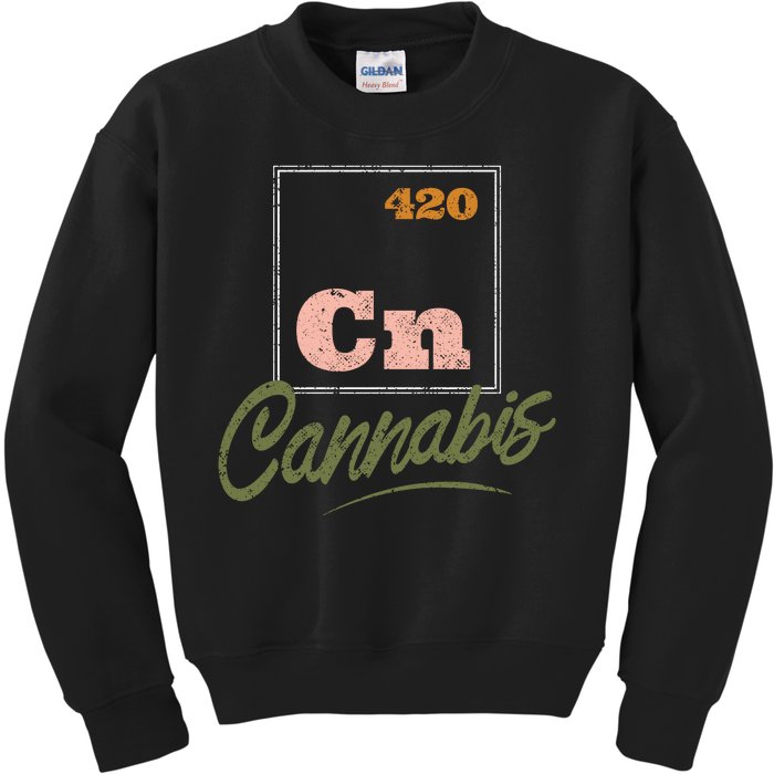 420 Cannabis Periodic Element Kids Sweatshirt