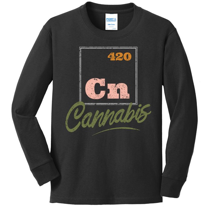 420 Cannabis Periodic Element Kids Long Sleeve Shirt