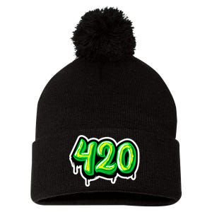 420 Graffiti  Pom Pom 12in Knit Beanie