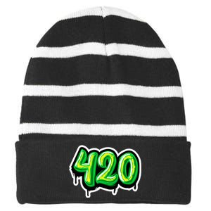 420 Graffiti  Striped Beanie with Solid Band