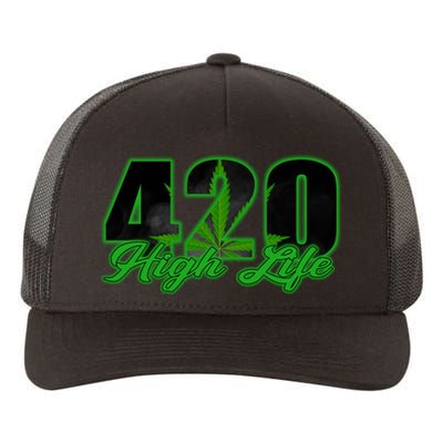 420 High Life Medical Marijuana Weed Yupoong Adult 5-Panel Trucker Hat