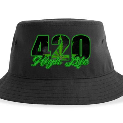 420 High Life Medical Marijuana Weed Sustainable Bucket Hat