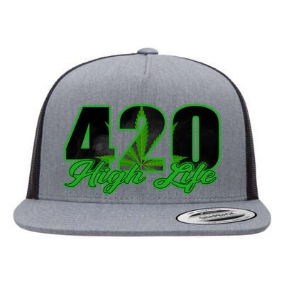 420 High Life Medical Marijuana Weed Flat Bill Trucker Hat