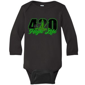 420 High Life Medical Marijuana Weed Baby Long Sleeve Bodysuit