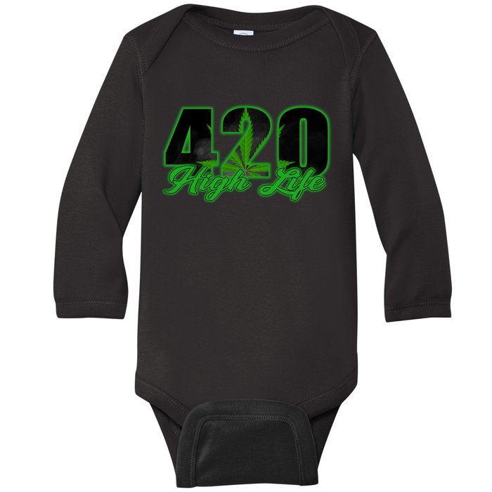 420 High Life Medical Marijuana Weed Baby Long Sleeve Bodysuit