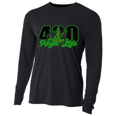 420 High Life Medical Marijuana Weed Cooling Performance Long Sleeve Crew