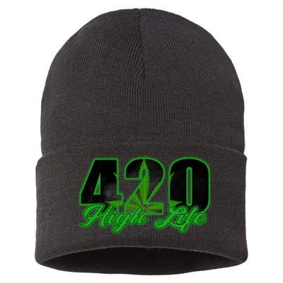 420 High Life Medical Marijuana Weed Sustainable Knit Beanie