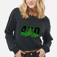 420 High Life Medical Marijuana Weed Cropped Pullover Crew