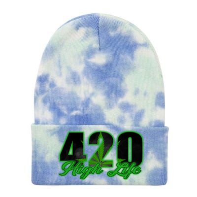 420 High Life Medical Marijuana Weed Tie Dye 12in Knit Beanie