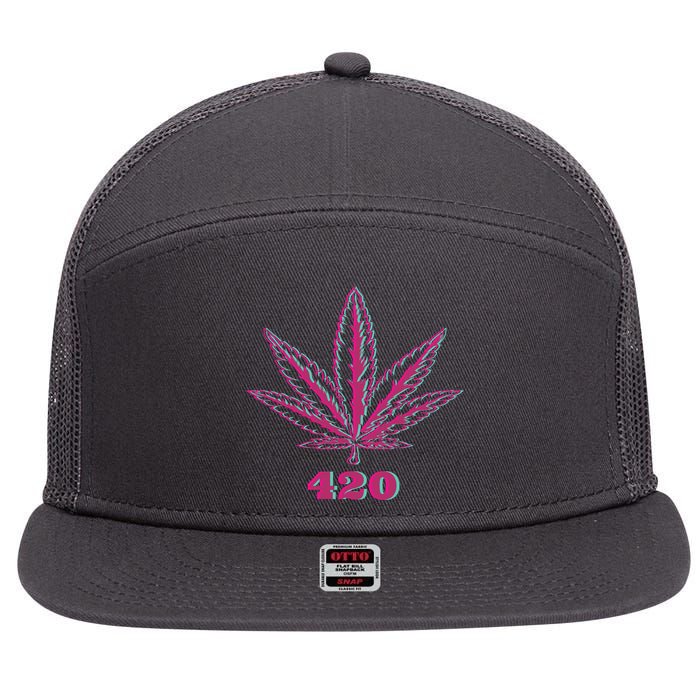 420 Leaf 7 Panel Mesh Trucker Snapback Hat
