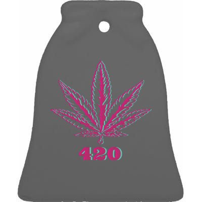 420 Leaf Ceramic Bell Ornament