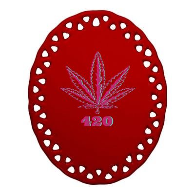 420 Leaf Ceramic Oval Ornament