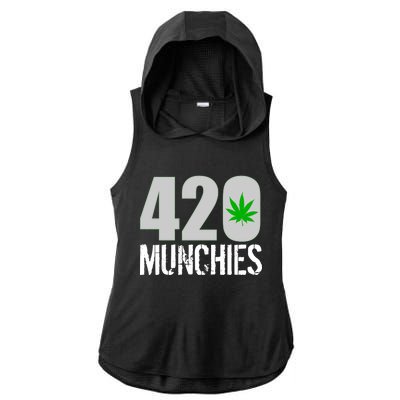 420 Munchies Weed Leaf Ladies PosiCharge Tri-Blend Wicking Draft Hoodie Tank