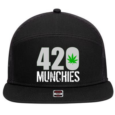 420 Munchies Weed Leaf 7 Panel Mesh Trucker Snapback Hat