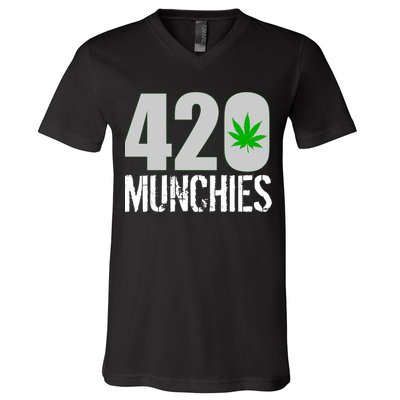 420 Munchies Weed Leaf V-Neck T-Shirt
