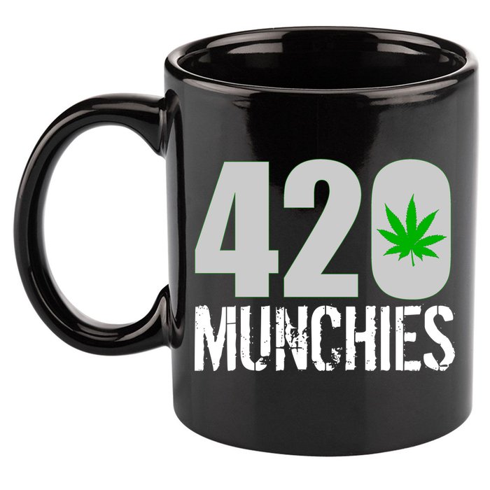 420 Munchies Weed Leaf 11oz C Handle Ceramic Mug