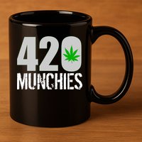 420 Munchies Weed Leaf 11oz C Handle Ceramic Mug