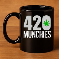 420 Munchies Weed Leaf 11oz C Handle Ceramic Mug